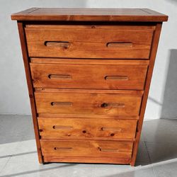 Large solid wood  5-drawer tall boy dresser 