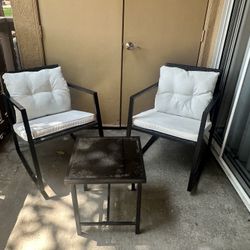  3 piece rocking patio outdoor furniture. Porch chairs with glass coffee table