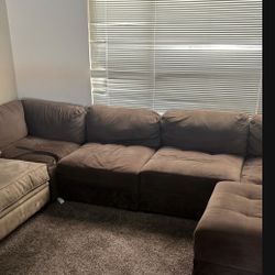 Brown Fabric Sectional Couch
