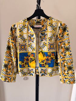 Clips Majolica Print Cropped Jacket