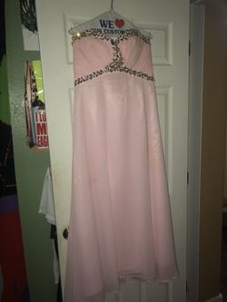 Pink sparkly gem bedazzled prom dress