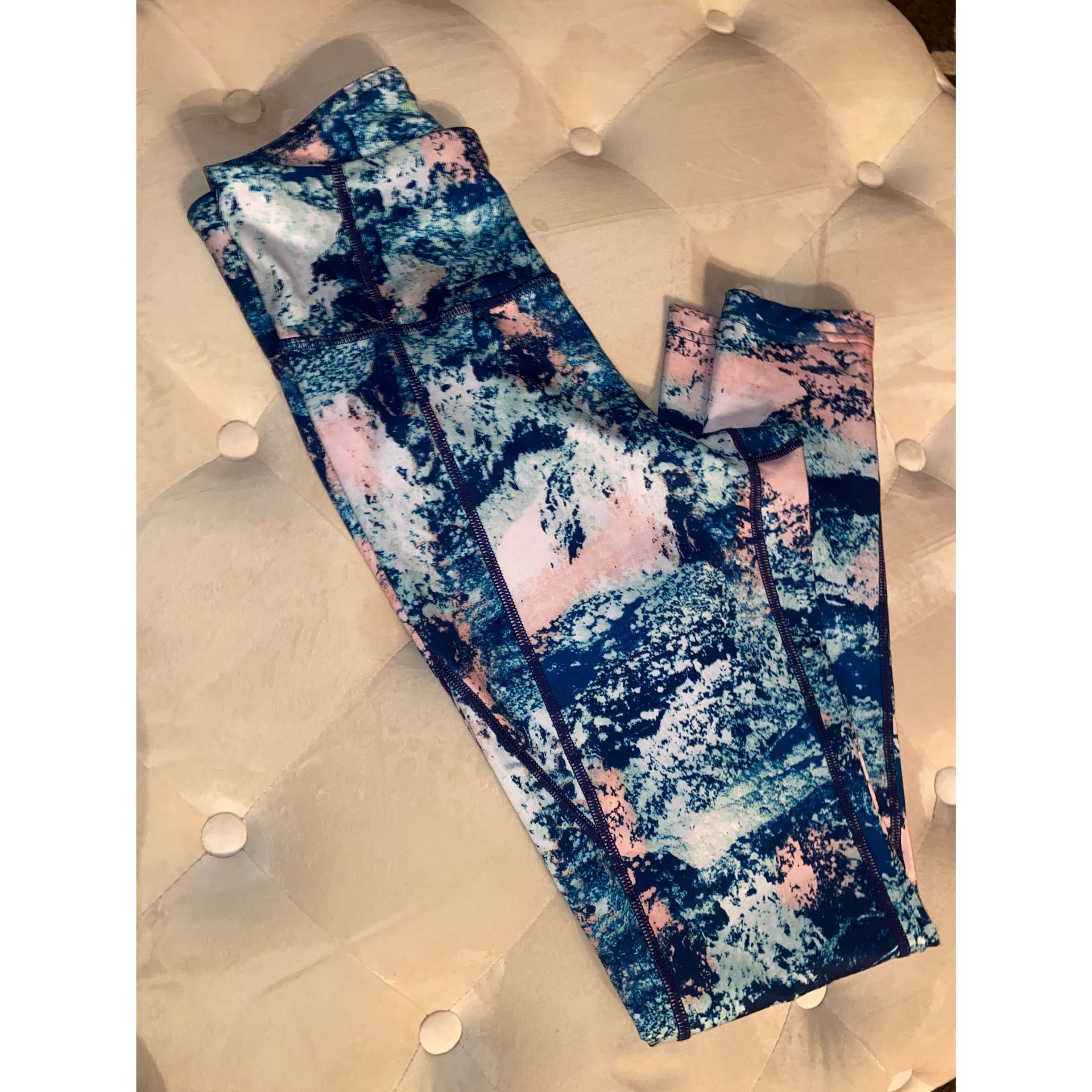 Tek Gear High Wasted MultiColor Water Colored Workout Leggings