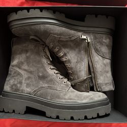 Vince Grey Suede Combat Boots 10.5M