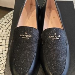 Brand New Elegant Leather Kate Spade New York Black City Lights Glitter Shoes. Size 7.5