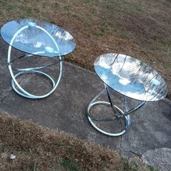 Two Glass Coffee Tables 26x26 Round By 2 Ft Tall