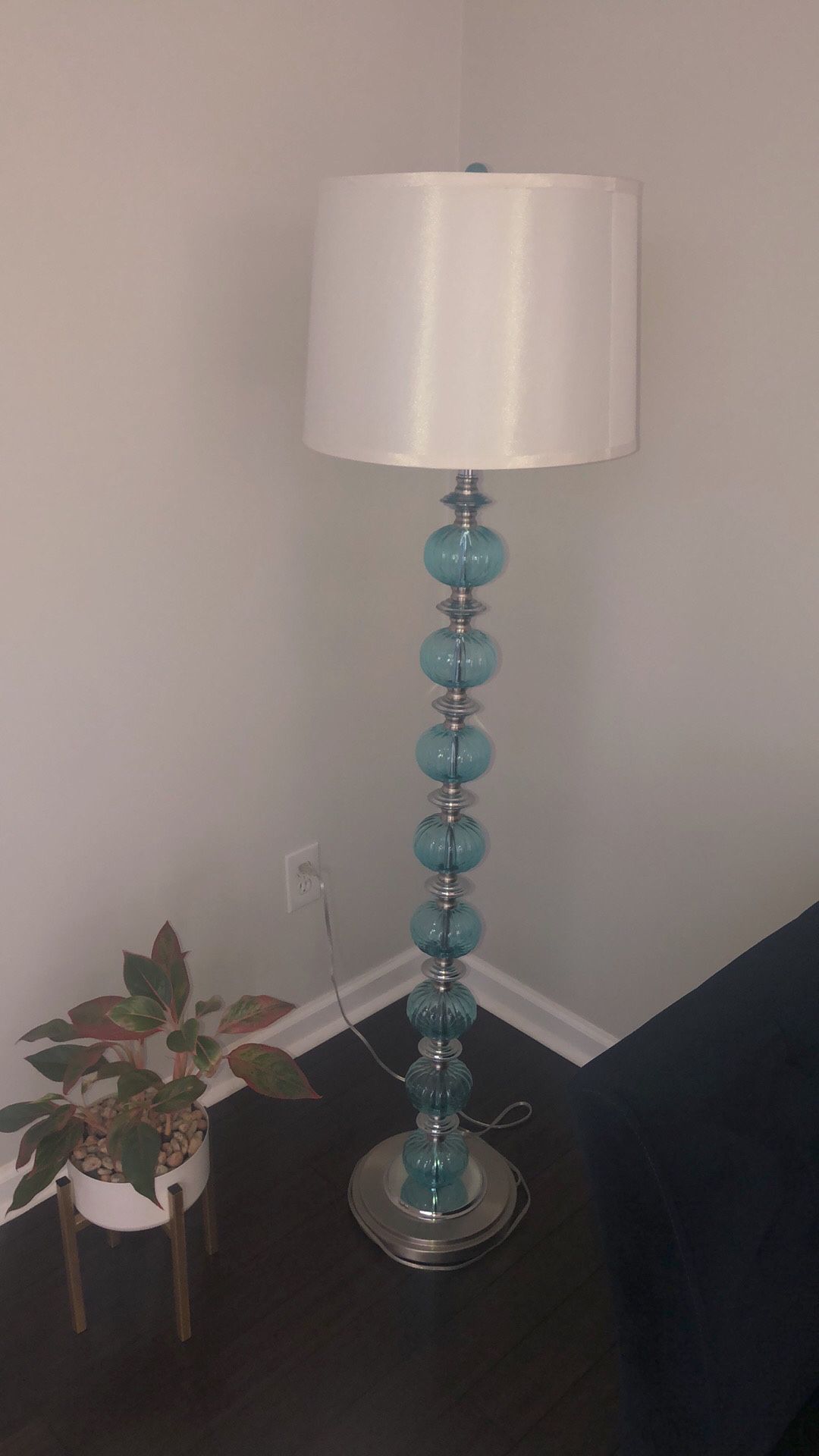 Aqua glass and silver Floor lamp