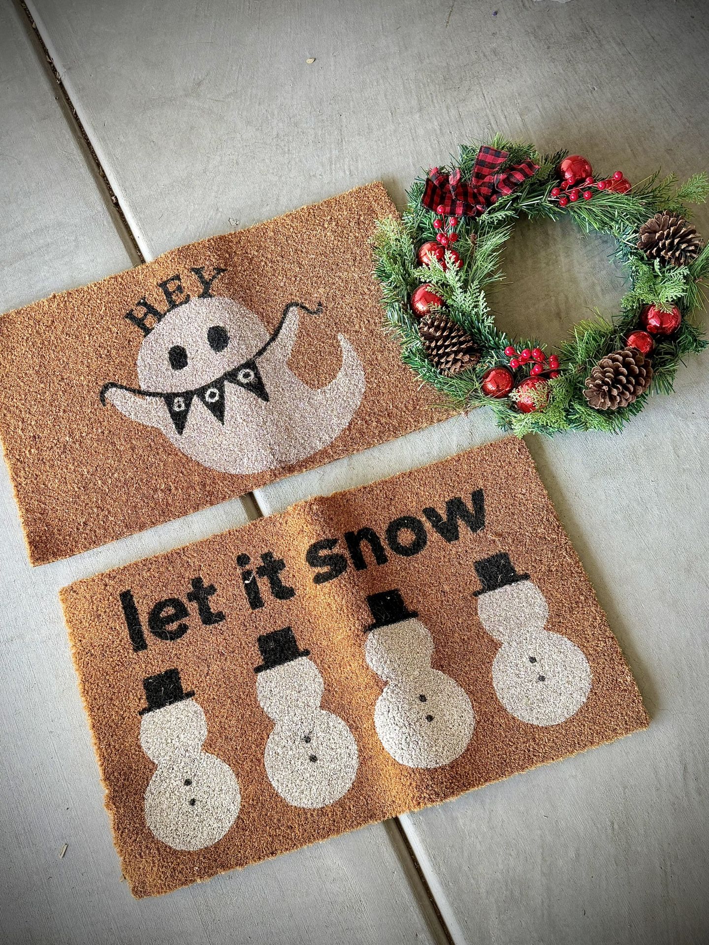 Holiday Wreath And Door Mats