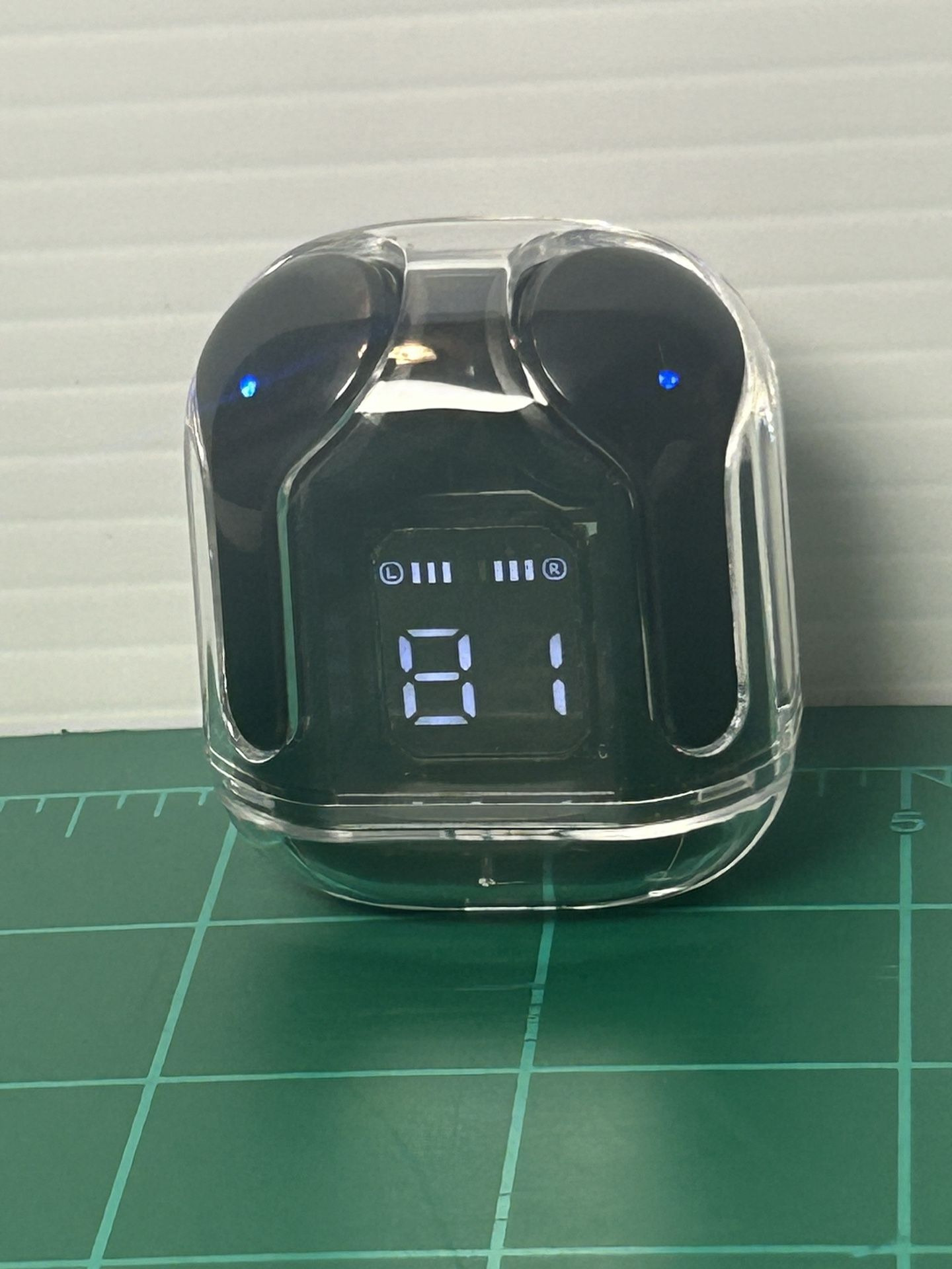 Bluetooth Earbuds and Hard Protective “Turtle Shell” Charging Case with Digital Display