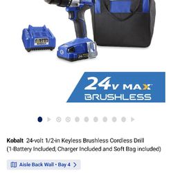 Brand NEW Kobalt Drill + Battery + Charger + Tool Bag