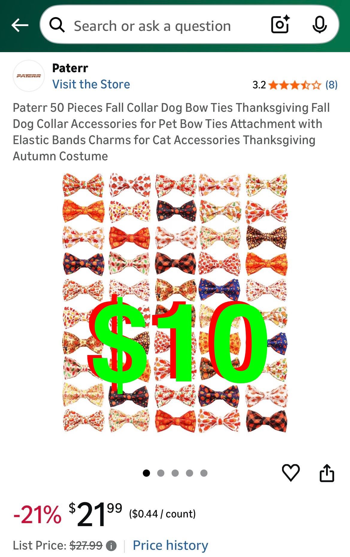 50 Pieces Fall Collar Dog Bow Ties Thanksgiving Fall Dog Collar Accessories for Pet Bow Ties Attachment with Elastic Bands Charms for Cat Accessories