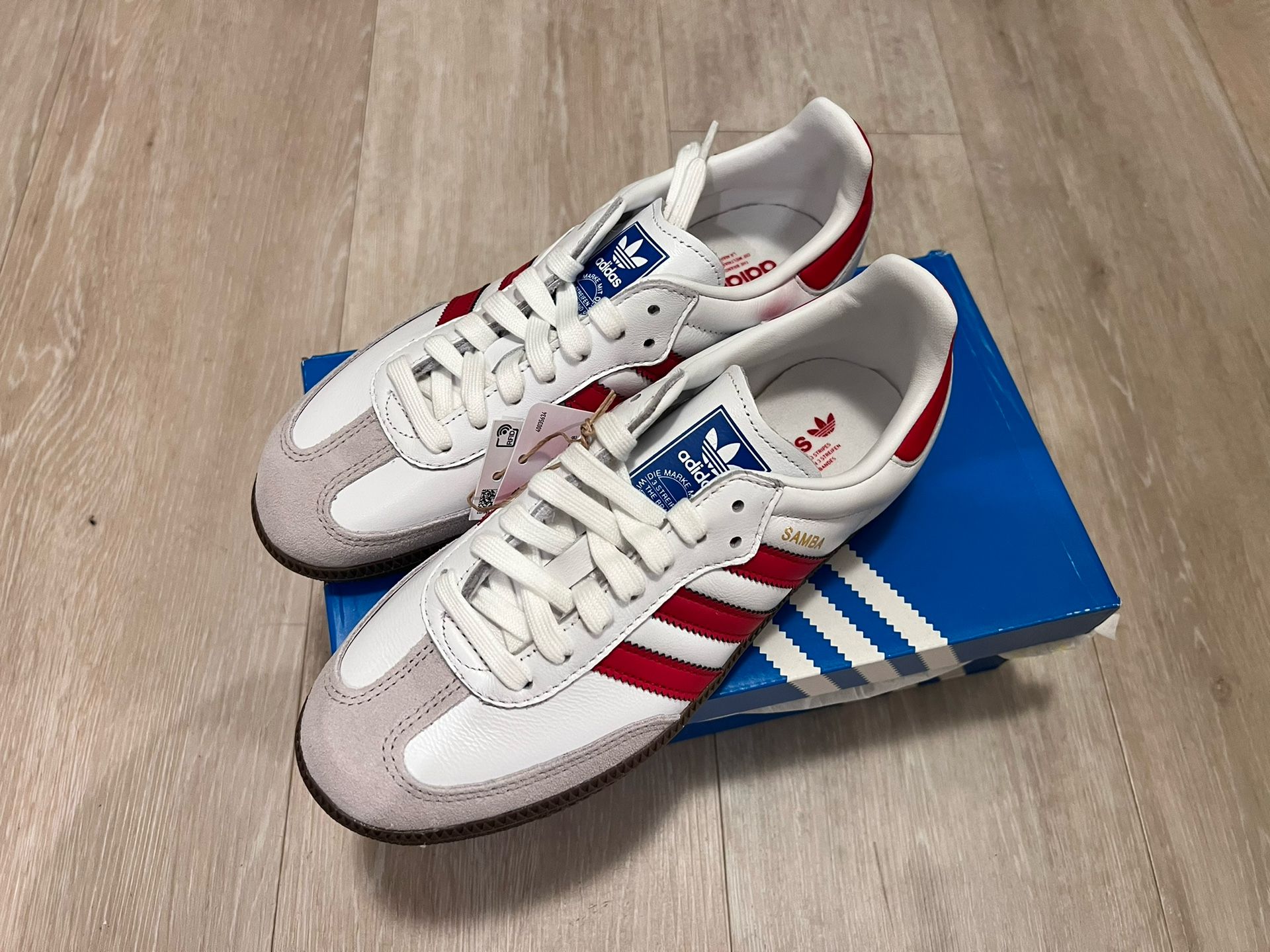 Adidas Samba OG White Better Scarlet (IG1025) (Size: 4.5 Men/5.5 Women)