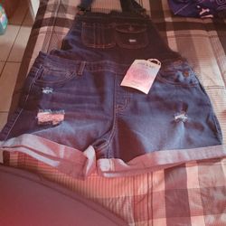 Overall Jean Shorts