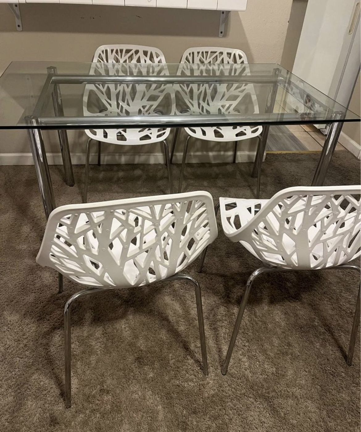 Glass/Chrome Dining Table