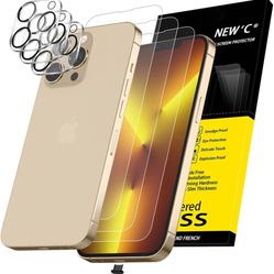 NEW'C 3x for iPhone 13 Pro Max Screen Protector (6.7 inches)+ 3x Camera Lens Protector, Sensor Protection + Dust Plug - Case Friendly Tempered Glass F