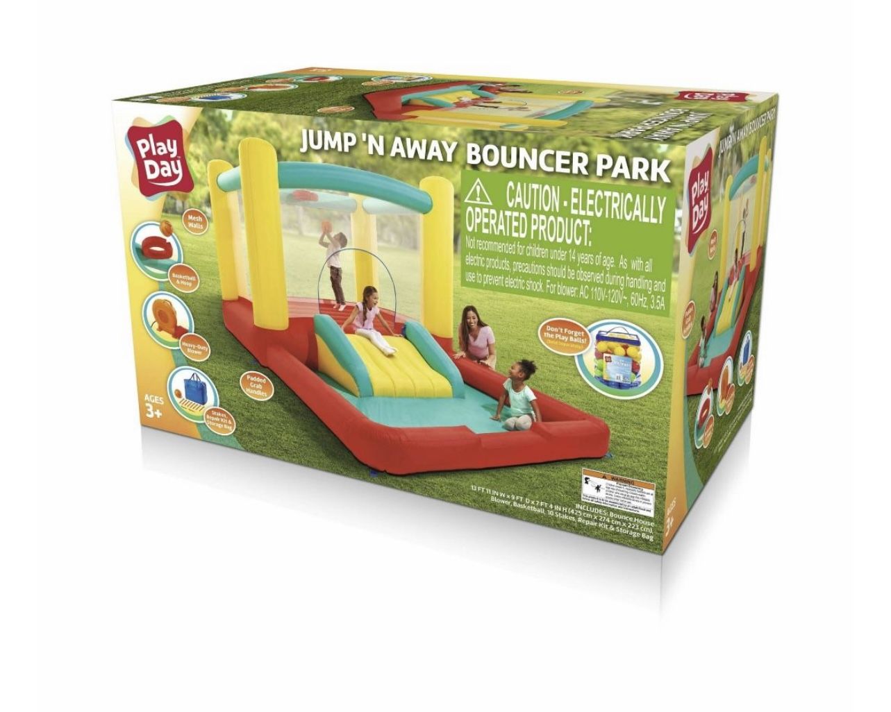 Play Day Jump 'N Away Kids Indoor and Outdoor Bouncer with Blower Included
