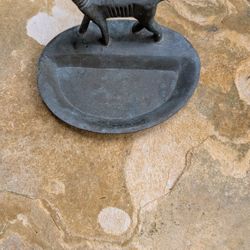 Vintage brass petina dog ashtray 4"