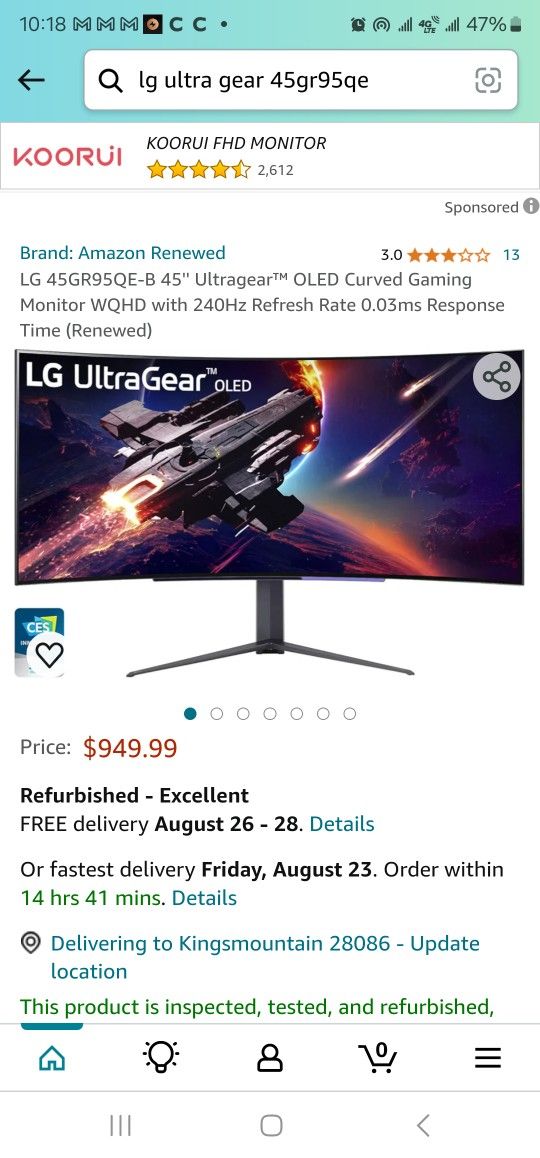 LG Ultra Gear 44gr95qe Gaming Monitor