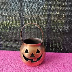 Halloween Jack O Lantern Pumpkin Copper Tealight Candle Holder From India