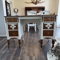 Antique 1920's Vanity Table, Desk - Farmhouse Style