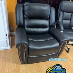 Black Leather Recliner Couch New 