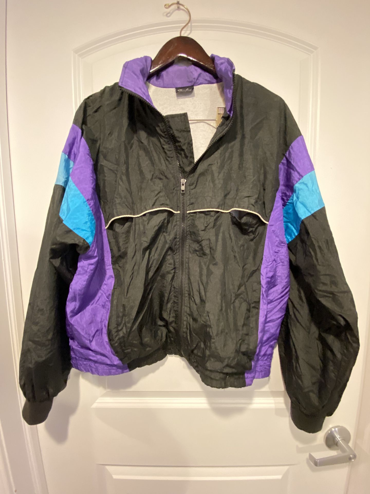 Vintage Purple and black windbreaker jumpsuit #retro