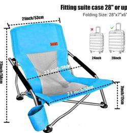Nice C Low Beach Camping Folding Chair, Ultralight Backpacking Chair with Cup Holder & Carry Bag Com