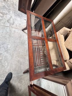 Wood and Glass Top Coffee Table