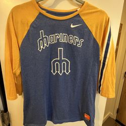 Seattle Mariners Womens Baseball Tee Medium Gold And Blue