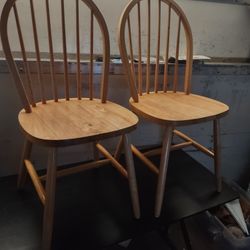 Two (2) Natural Finish Windsor Chairs
