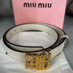 Miumiu White Gold Snap Belt 