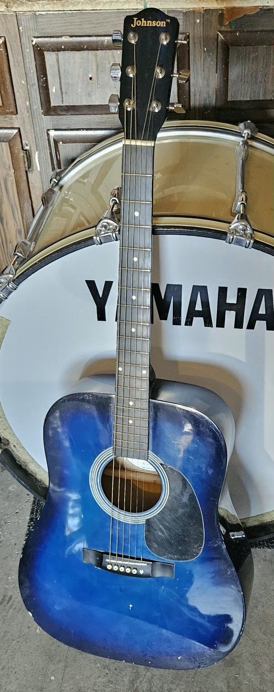 Johnson Acoustic Guitar – Needs Tuner Repair – Blue – $40