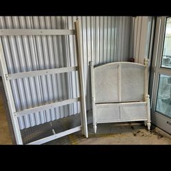 White Rattan Twin Bed Frame