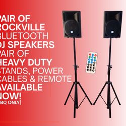 Price Drop Today! Two 8 Inch Bluetooth, Dj, Loud Speakers 800w, With Stands and Remote
