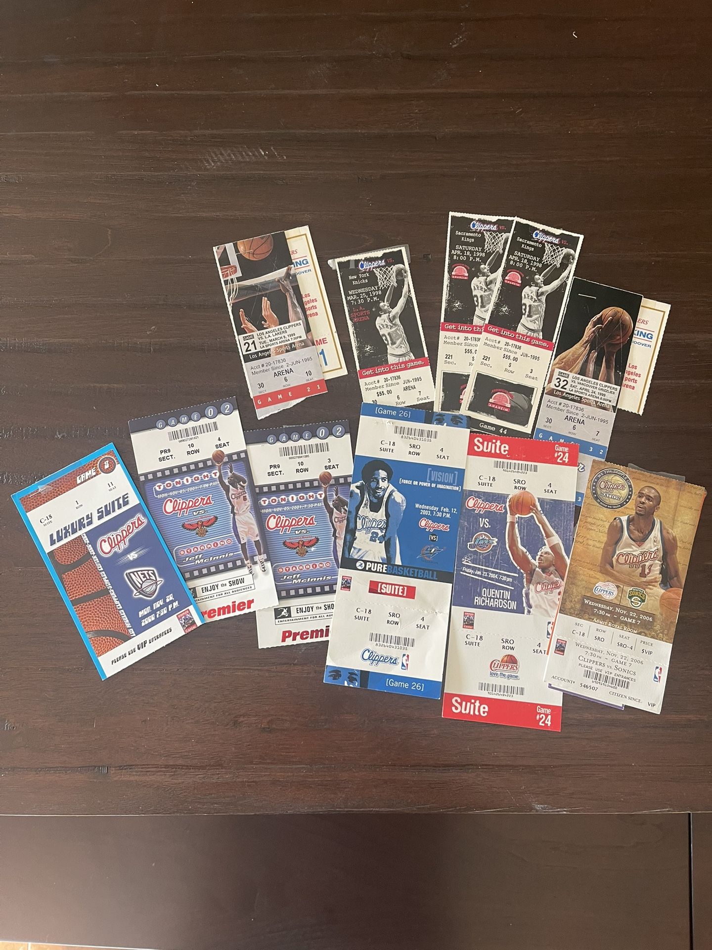 Lot Of 12 Used LA Clippers Basketball Tickets From 1995 Through 2006. Great Price For You Ticket Collectors! Pick Up Or Mail.