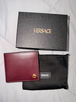 Versace Bifold Wallet Burgundy Snake Embossed