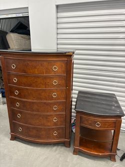 High Quality Antique Marble Top Dresser and Nightstand Set