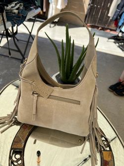 New Genuine Leather Suede Fringe Hobo Bag
