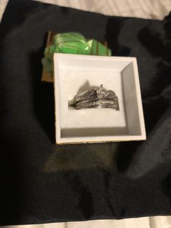 Wedding Ring Set. Silver Diamonds Not A Very Good Quality But They’re Are Diamonds . Size6