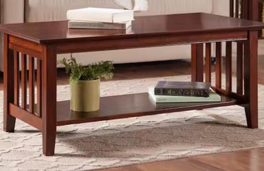 Wood coffee table with shelf