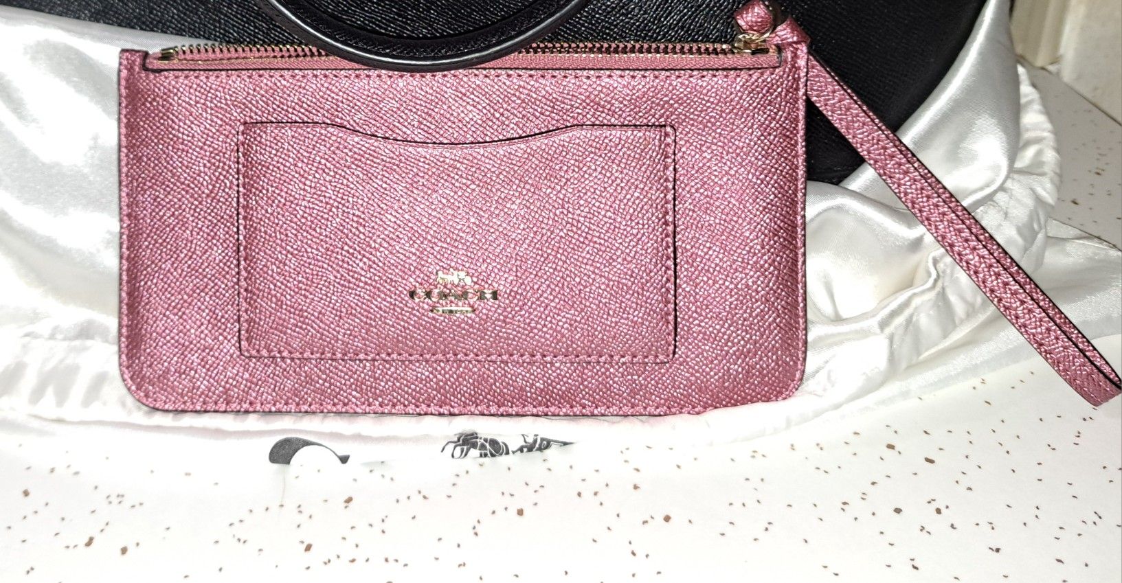 Coach metallic blush wristlet wallet
