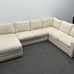 Off-white/Cream Fabric 3 piece Sectional / Left-arm Facing Chaise. We deliver & set up.