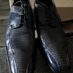 Men Leather Navy Blue Sz 15