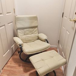 Vintage Leather Recliner Chair with ottoman.
