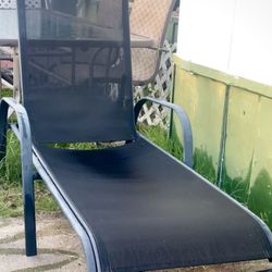 🖤🖤 Set Of 2 Black Outdoor Sling Patio Chaise Lounge Chairs