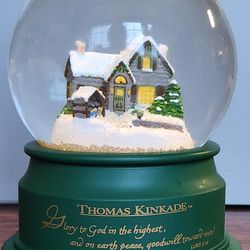 Vintage Thomas Kinkade "Holiday Evening Memories" Snow Globe 