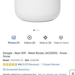 Google - Nest Wifi - Mesh Router (AC2200) - Snow

