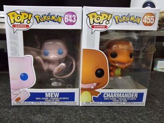 Funko Pops Mew (643) and Charmander (455), New Unopened
