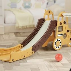 DUKE BABY 3-in-1 Car Shape Kids Slide With Basketball Hoop