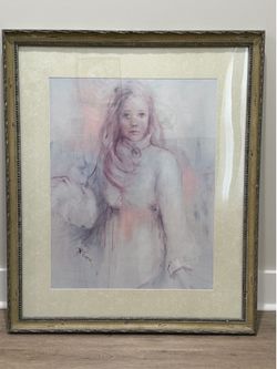 Vintage BORA Framed Art Print - Large Ethereal Portrait - Custom Framed 32" x 37"