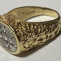 14K Gold Heavy Diamond Mens Ring Size 12 German Cross Diamond Style 